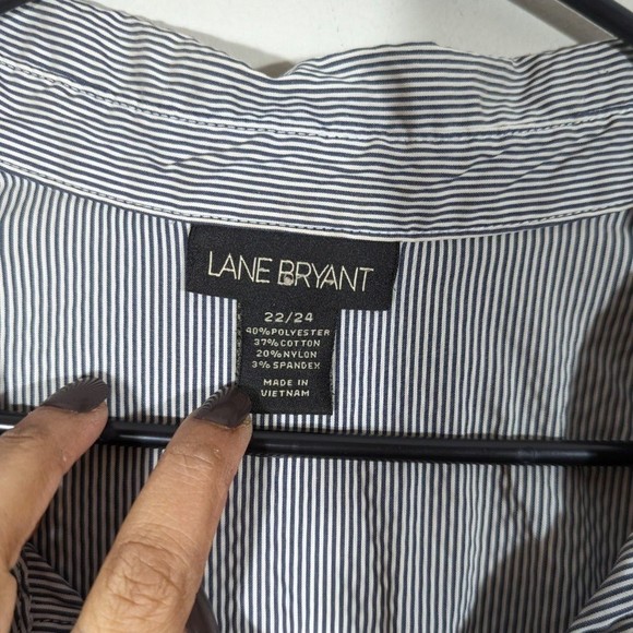 Lane Bryant Women Plus Size 22/24 Shirt Black Stripes Button Down Casual… - Picture 5 of 5